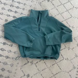 Lululemon brushed softstream ribbed half zip green jasper size 6